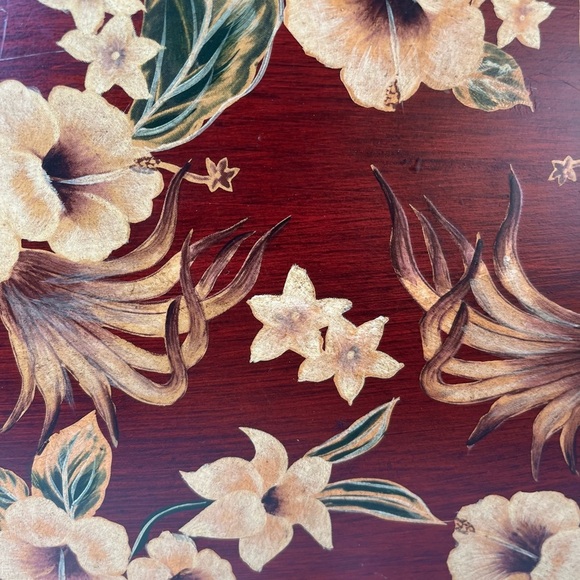 Floral Wooden Handbag with Beaded Handle - Picture 2 of 13